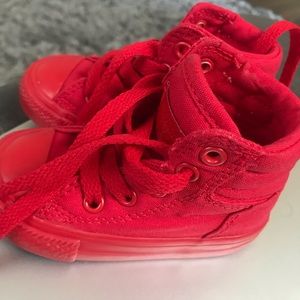 All Red high top converse toddler